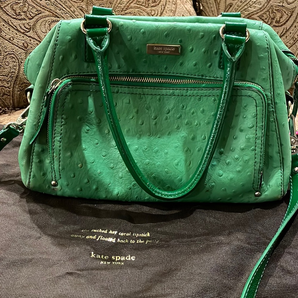 Kate Spade Green Catalina Alexander Avenue Satchel with dust bag/shoulder strap